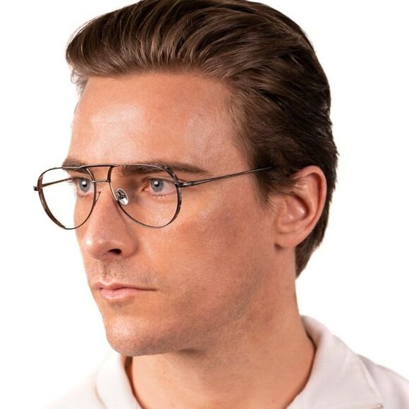 NEW Tom Ford TF5658 008 Shiny Gunmetal Aviator Unisex Eyeglasses - Picture 5 of 13